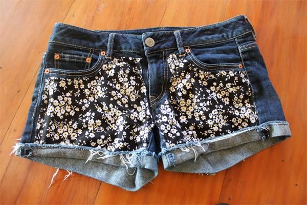 DIY Floral Shorts. Decorate your old shorts with colored ropes, wire, buttons or zippers, denim, sequins, silk and lace and what ever you like. It is fun and inspiring to make some creative shorts for yourself.