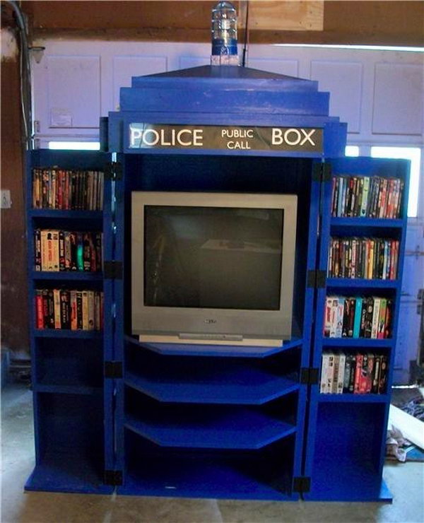 What better way for me to watch the latest adventures of doctor who than on this cool TARDIS inspired TV and DVD cabinet.