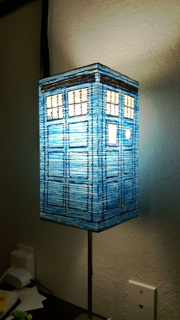All it takes to create your own TARDIS is a lamp and a sharpie.