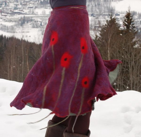 Handmade Artisan Indie Felted Skirt. Do something new today that will be fashionable all summer.