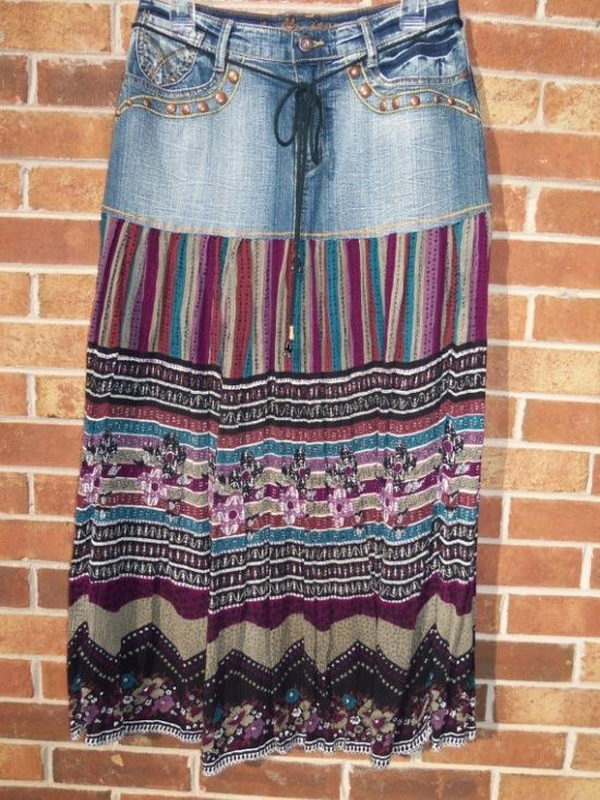 Recycled Jeans Skirt. Do something new today that will be fashionable all summer.