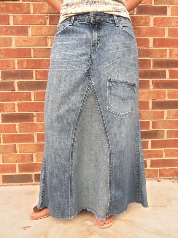 Upcycled Jeans Skirt. Do something new today that will be fashionable all summer.