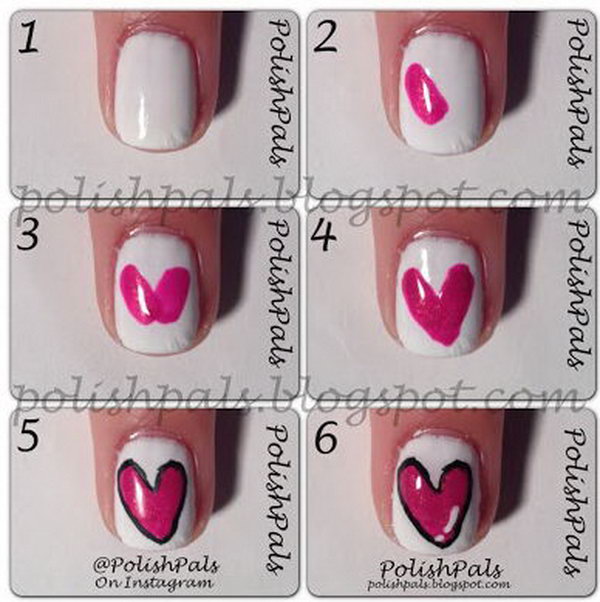 Valentine's Day Simple Heart Nail,