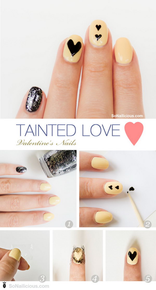 Tainted Love Valentines Day nails were created purely out of desire to try something unusual, not your typical red or pink girly nails. 