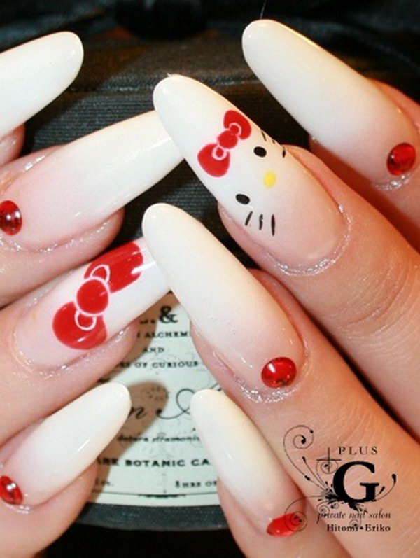 Cute and Creative Hello Kitty Nail Art Designs