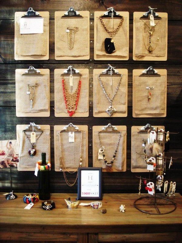 Jewelry Displays With Clipboards.