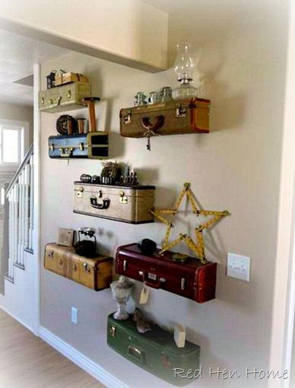 It would look fantastic with these vintage suitcase shelves.