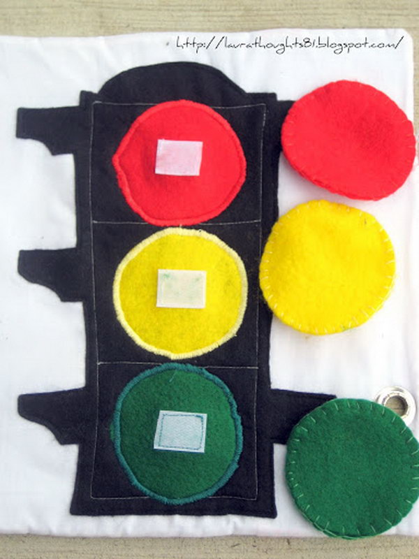 A simple and fun color matching stoplight page. Whenever silence is required, keep your child entertained with your own fun and creative quiet book.