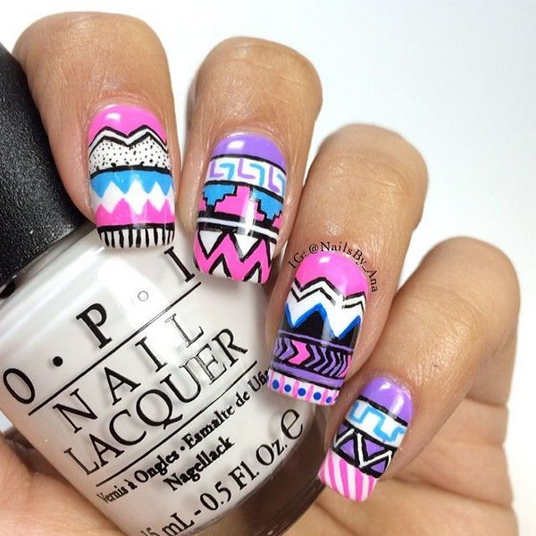 Cool Tribal Nail Art Ideas and Designs. Work to mark rites of passage, helped identify family members or work as a charm to ward off evil spirits. Wonderful for festive or special occasions.