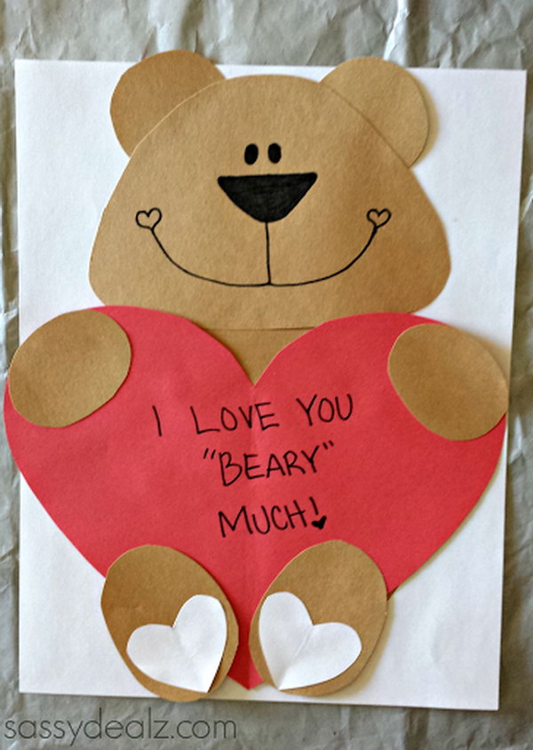 'I Love You Beary Much' Valentine Bear Craft For Kids 