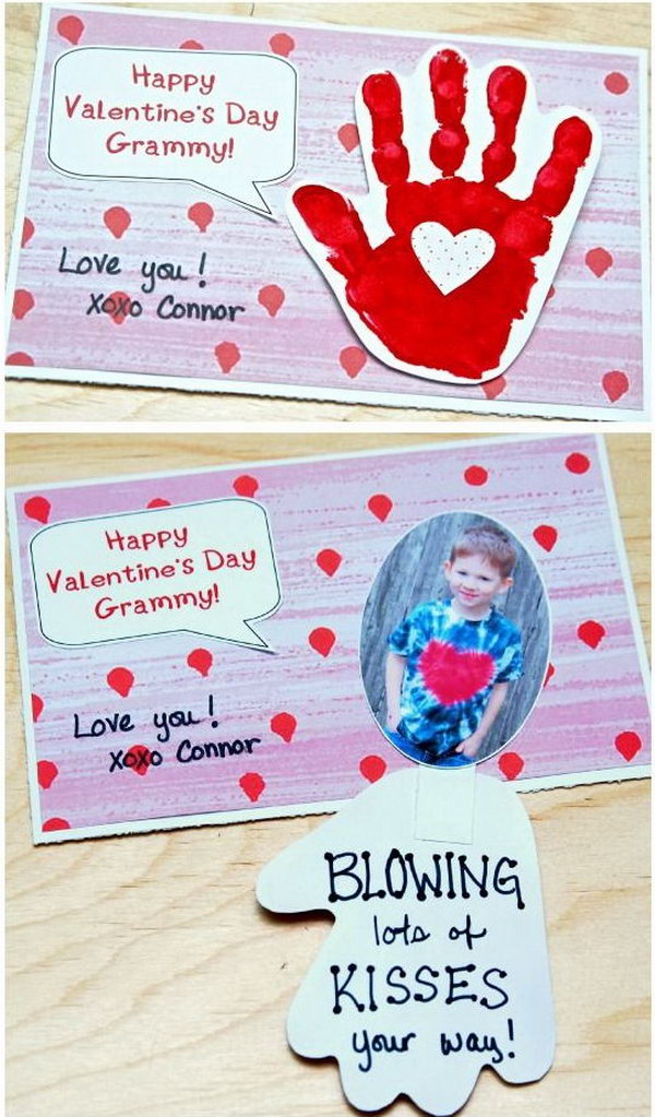 Handprint Valentine's Day Card - Blowing Kiss Your Way, 