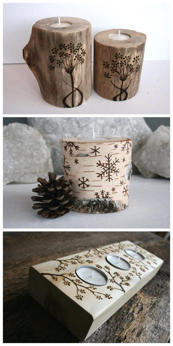 DIY Wood Burned Snowflakes Birch. 