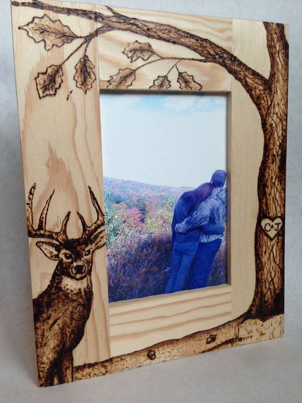 Personalized Wood Burned Photo Frame, 