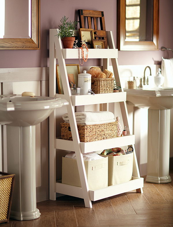 This attractive bathroom ladder shelf provides plenty of space for towels, soap, cosmetics and more. You could co-ordinate this into any colour scheme and it would work perfectly. 