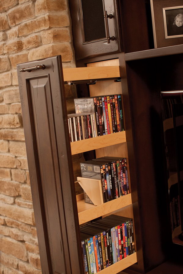 These drawers with an adjustable DVD or CD file system would be perfect for keeping movies organized but out of sight. 