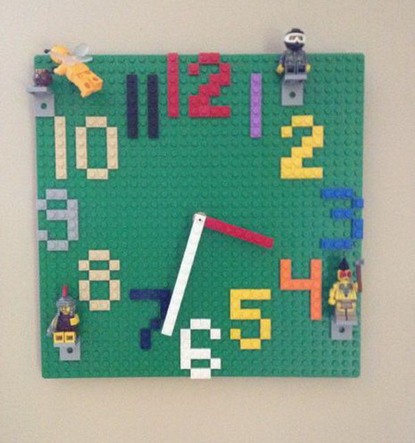 This fun Lego wall clock is not only great for decorating your kid's room but perfect for teaching time with its easy-to-read numbers. 