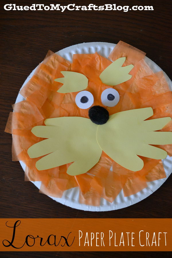 This Lorax paper plate craft has simple supplies and is easy for children of all ages. The book that inspired this craft is The Lorax. 