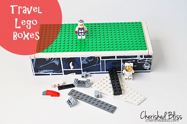 Travel Lego box made from a flip top box.  