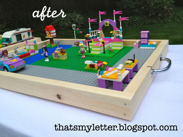 Make your Lego builds on a portable tray AND move all the pieces for easy clean up without destroying their hard work. 