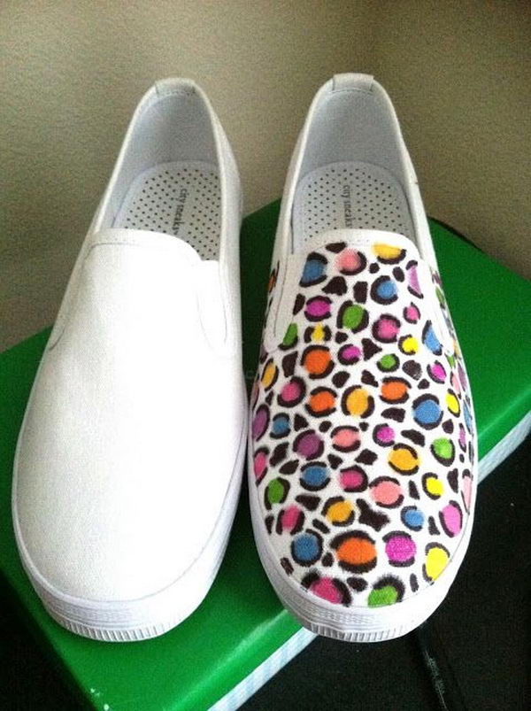 DIY Colorful Leopard Print Shoes.