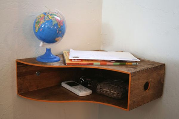 This wooden magazine holder from ikea turned out to be the perfect catch-all shelf for little items like keys, accessories and bills. All you had to do was put a coat of stain on it, turn it on its side and mount it in the corner of our entryway. 
