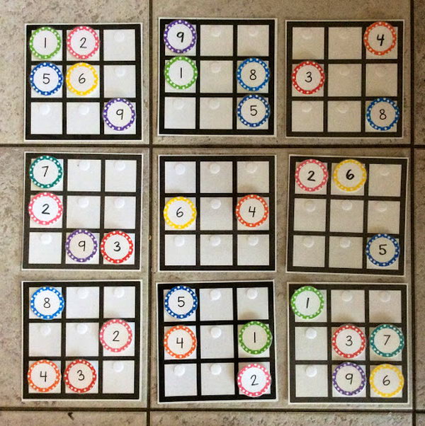 This sudoku puzzle interactive math bulletin board is really a fun idea for high school students. There are velcro tabs on the puzzle so you can change it around as often as the puzzle gets solved. 