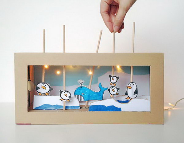 Create a charming shoebox puppet theater with working lights. It's a blast to make and perfect for impromptu imaginative play, even after the lights go out. 