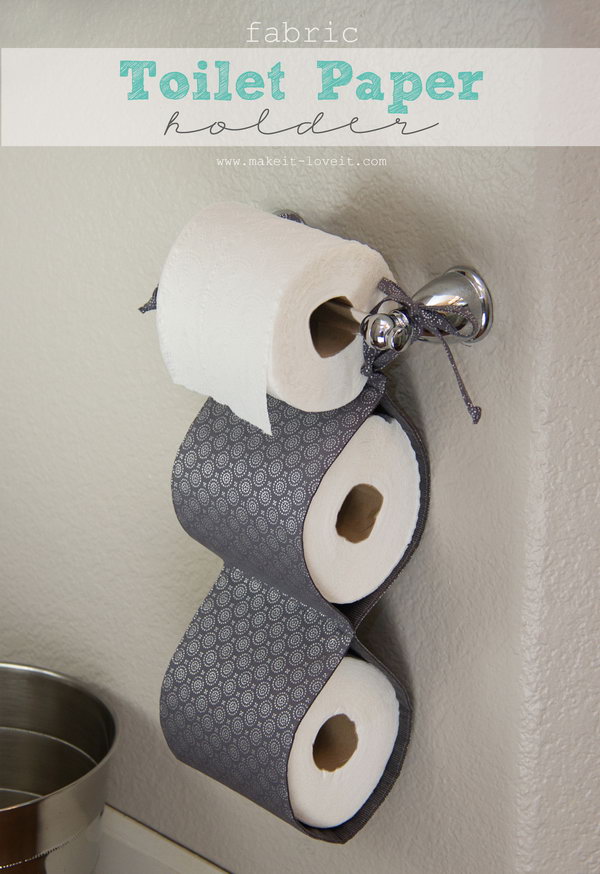 This DIY fabric toilet paper holder would be great for the households with people who refuse to replace the empty roll with a new one. Just make sure the holder is always filled and you’re always prepared. 