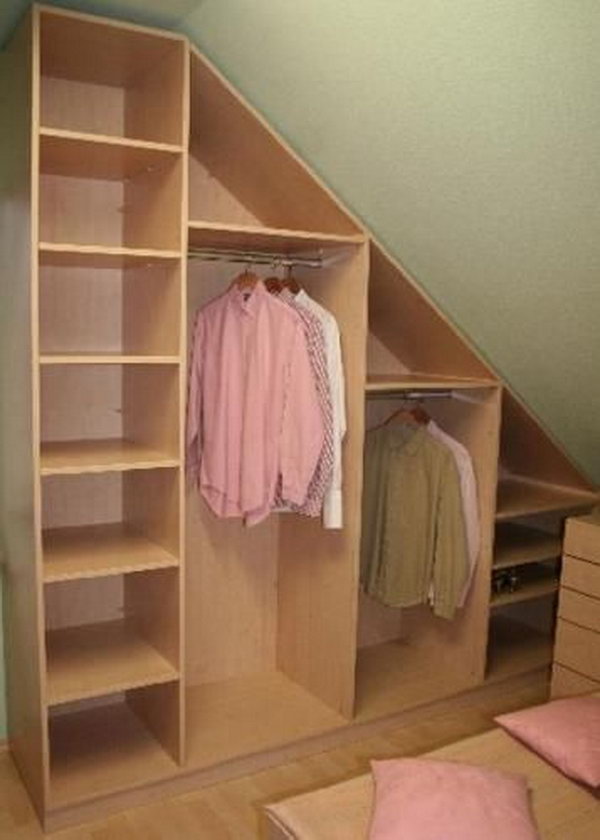Attic Closet Storage. If you are converting your attic into a living space, include some closet space in your design. Create your attic closet following the layout of the attic space.