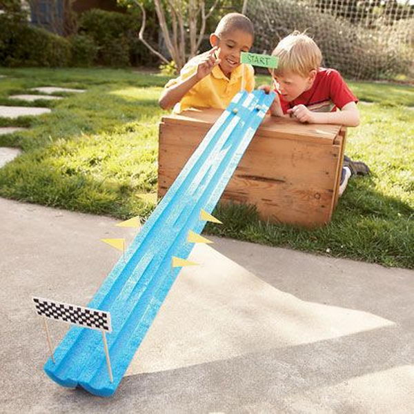 Marble Run Game. Interesting things to do out there in your backyard. So simple and cheap to make, and you could play them with your kids or family anytime.