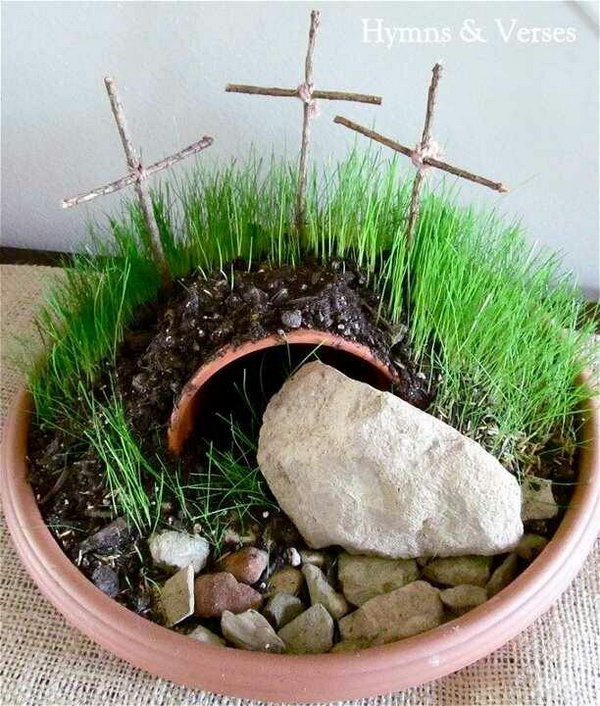 Easter Garden Craft. It would be cool to make an Easter garden with the kiddos and talk about the real meaning of Easter. 