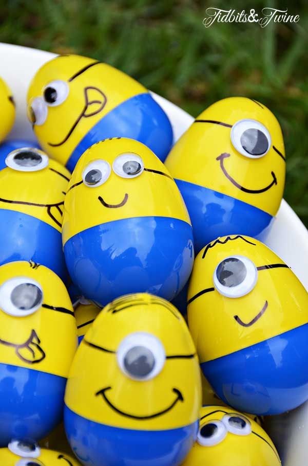 Minion Egg Hunt Game. Each child had to find 4 plastic Minion eggs numbered 1-4, with each numbered egg containing a different prize. 