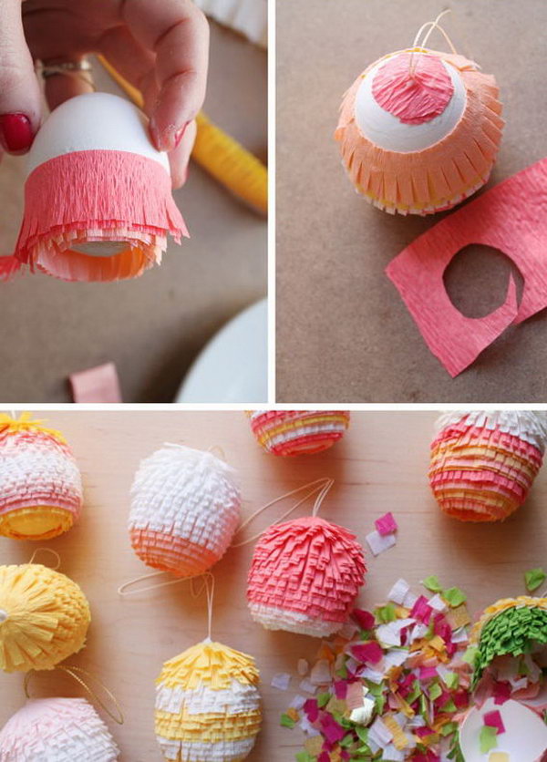 Pinata Eggs. Easy to make and packing a wonderful surprise inside, they will surely brighten up your celebration.