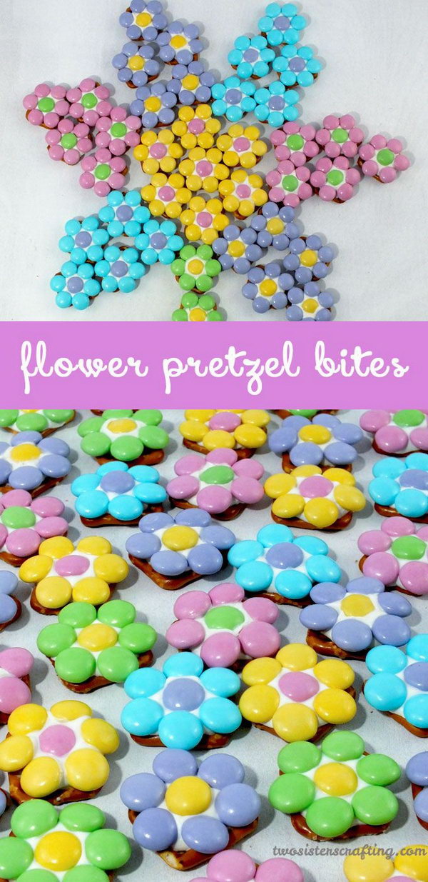 Flower Pretzel Bites. These springtime snackS turned out so beautifully and are perfect for an Easter party.