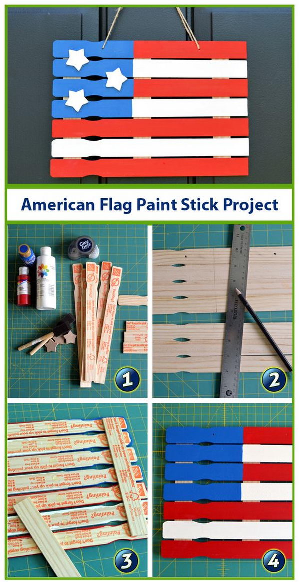 American Flag Paint Stick Project. Get the tutorial via.  