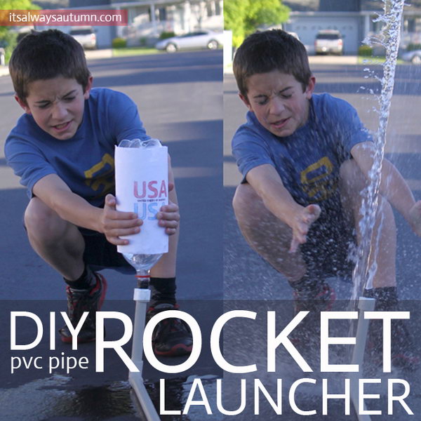 DIY PVC Pipe Rocket Launcher. With basic supplies from the hardware store, a bike pump or air compressor, and a few empty plastical bottles, you can keep your kids happy for hours launching rockets 40 or 50 feet into the air. 