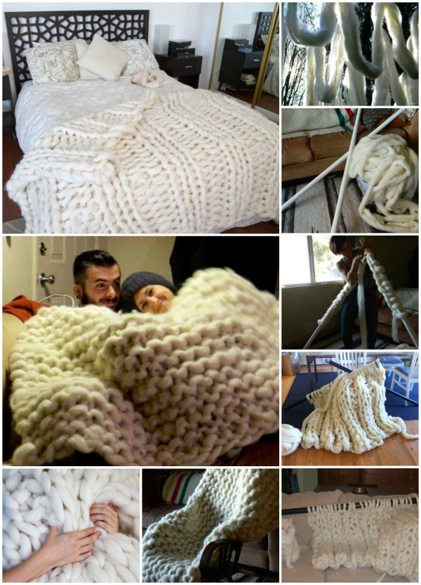 What an awesome PVC piping knitting project. This gigantic blanket must be very cozy. 