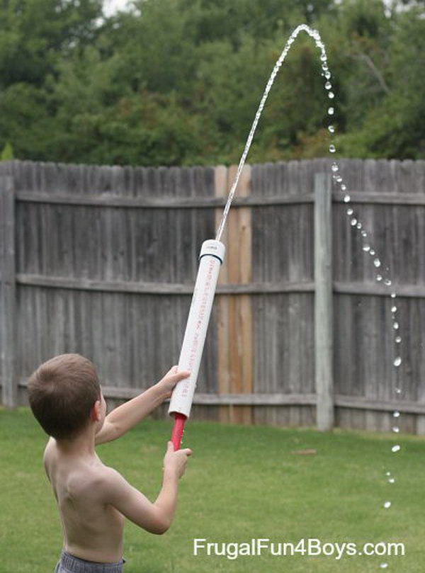 PVC Pipe Water Shooter Toy for Kids. It’s simple to build and packs a lot of power. You’ll definitely want to build more than one. Dad is going to love this as much the kids. 