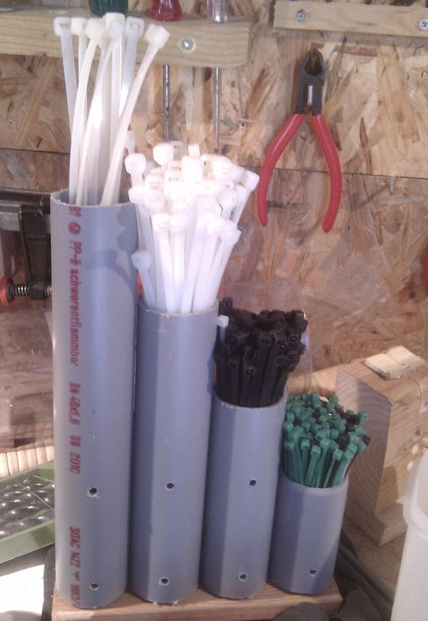 Clever Cable Tie Organizer Made from PVC Pipe. 