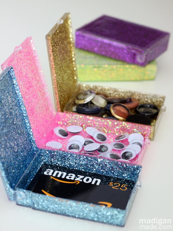 Upcycled Glitter Storage Boxes. Making those handmade objects needs large amount of patience and is a time-comsuming job. But this beautiful gift can totally express your appreciation for the teachers' help. 