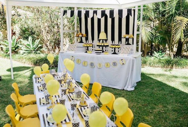 What’s cuter than a bunch of bees flying around in party hats? If your little one loves yellow and sweet, then a bee-themed party may be just what the doctor ordered.