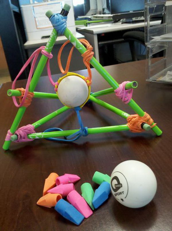 Desktop Slingshot Catapult. This catapult looks colorful and wonderful. It is also easy to make it, just with some spare office supplies. Learn how to make it here.