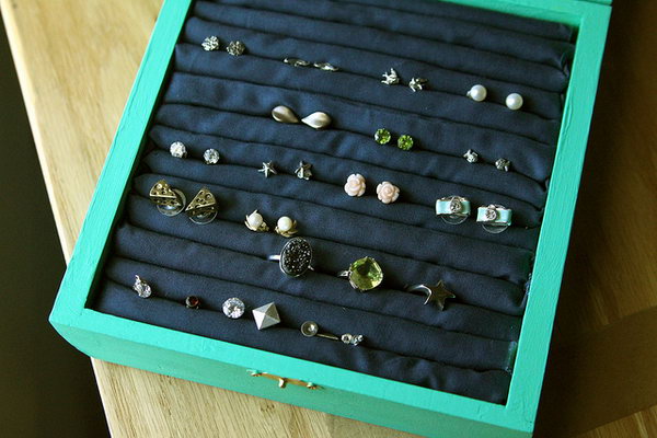 Stud Earring Holder. This DIY jewelry box is an amazing birthday present for people who have lots of stud earrings to make their earrings organized. 