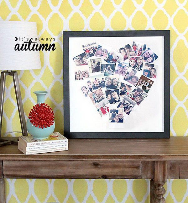 Heart Photo Collage. This heart photo collage is a great and novel gift idea for your friend's birthday. It's a cute way to put your pictures on display. 