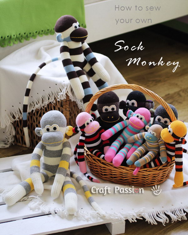 Sock Monkey. These homemade sock monkeys are adorable enough to make an excellent birthday present for children. Sewing a sock money needs lots of patience and skills. 
