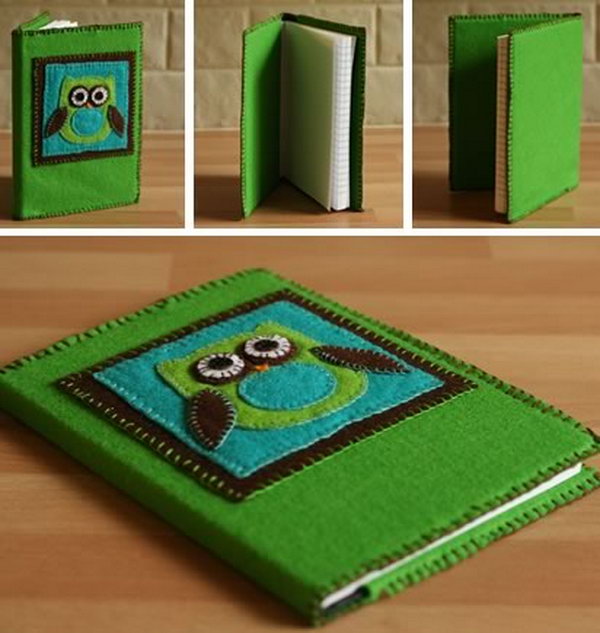 Notebook with Felt Cover. The Handmade felt cover makes a notebook cute and distinctive. This unique notebook with adorable cover is a wonderful gift for people who love keeping diaries. 