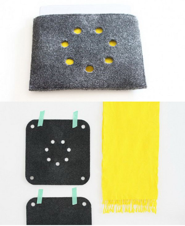 DIY iPad case from IKEA chair pads. This is a super easy and cheap way to get a stylish iPad case. All you need is two Nedda chair pads from Ikea and an old scarf.