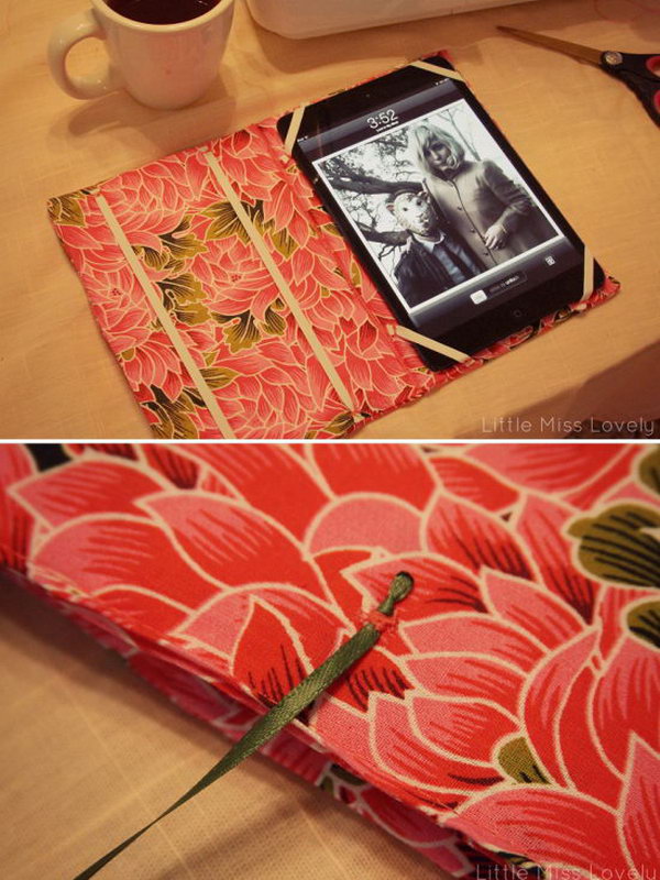 Fabric iPad case. You can make this fun iPad case with a fabric you like and some hand-sewing. Here's a step-by-step direction for your reference.