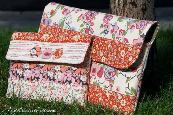 Sewing pattern iPad case. With little imagination, you can turn the old fabric into a beautiful iPad case like this. Here's the tutorial for you.