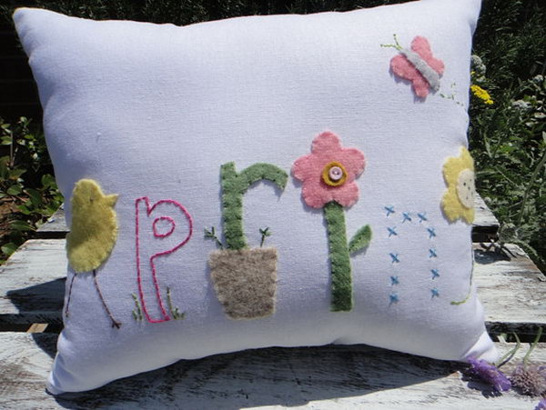 Colorful White Easter Linen Pillow: This pillow is so fun and festive, and it would brighten any room. See more 